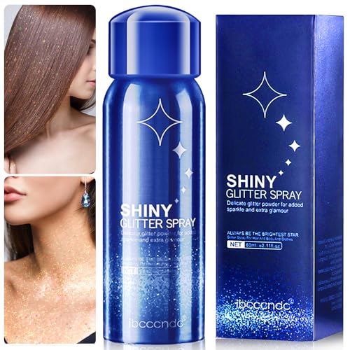 60ML Glitzer Spray Haare und Körper, Glitzer Haarspray, Glitzerspray für Haare und Kleidung, Body Glitter Spray für Haut Haar Gesicht Schnell Trockenes für Halloween Fasching Birthday