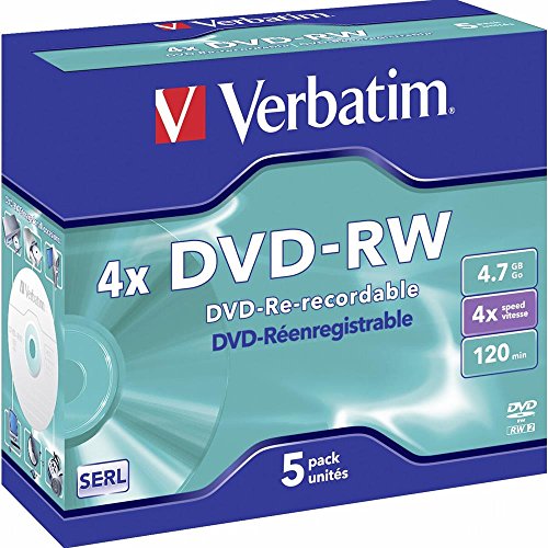 Verbatim DVD-RW 4x Speed 5er Pack Jewel Case DVD-Rohlinge Re-recordable