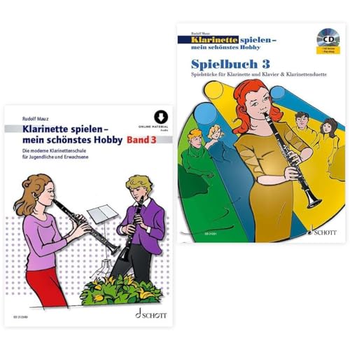 Klarinette spielen - mein schönstes Hobby Band 3 und Spielbuch 3 ( ED 21230D, ED 21231, 9783795723477, 9783795746100) + Soundman Durchziehwischer für Klarinette (Starterset)