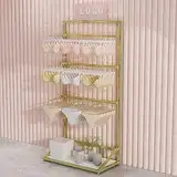 DONGGANSHI Gewerblicher Kleiderständer, Dessous-Ausstellungsständer für den Einzelhandel, Dessous-Ladenregal, Bodenlagerregale für Unterwäschegeschäfte, Sockengeschäfte,Gold