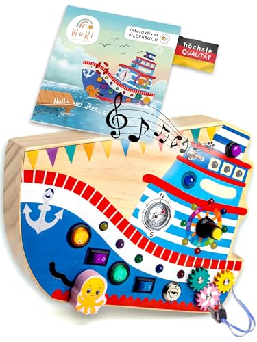 WUKI-Wundervolle Kinderwelt Montessori Busy Board -interaktives Lernspielzeug- Motorikbrett-Busy Board Montessori Board- Beschäftigung Auto - Flugzeugbeschäftigung-Activity Board - Sensorik-Toy