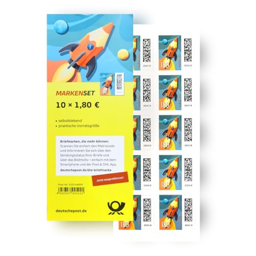 10 Stück 1,80 EUR 1,8 EUR 180 Cent postfrische selbstklebende Briefmarken | Frankaturware Markenset (Motiv: Welt der Briefe)
