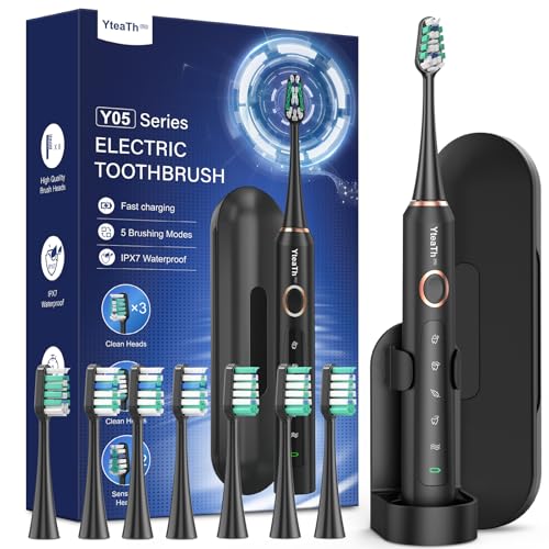 Elektrische Zahnbürste Schallzahnbürste für Erwachsene und Kinder - Electric Toothbrush mit 8 Bürstenköpfen und 5 Modi. 90 Tagen Akkulaufzeit, 2 Minuten Smart Timer, Reiseetui