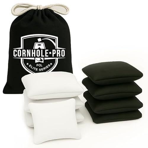 Offizielle Cornhole Bags | 4 Schwarze und 4 weiße Bags | Offizielle Größen | Premium Qualität | 100% Baumwolle | Wasserdicht | Amerikanisches Spiel | Outdoor Spiel | Freunde & Familie | OriginalCup®