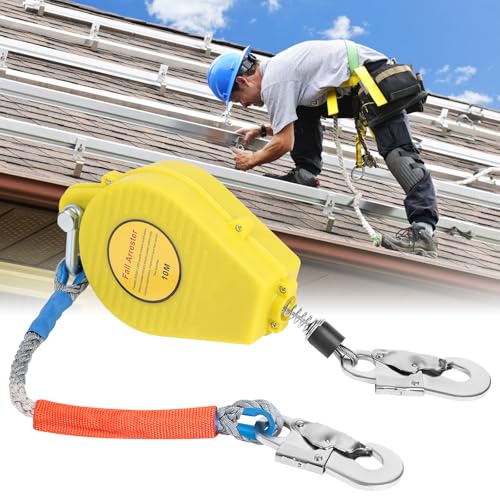 Absturzsicherung Sicherheitsgurt 10M, Klettergurt Absturzsicherung Einziehbar, Höhensicherungsgerät Fallschutz für Dachdecker und Gerüstbau, Maximale Belastung 150kg