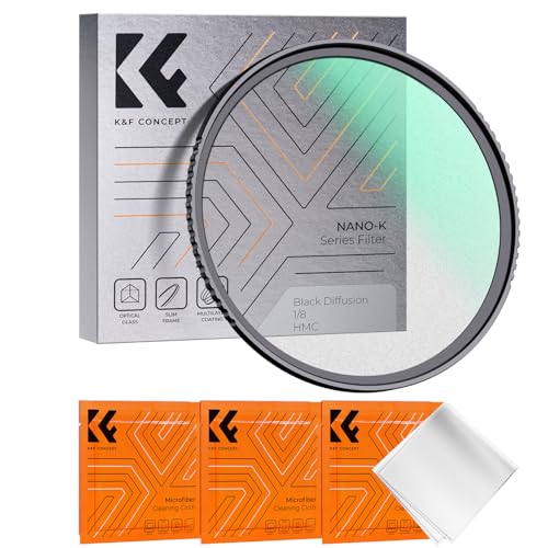 K&F Concept Nano-K Serie Black-Mist 1/8 Filter 49mm Black Promist 1/8 Filter aus Optisches Glas mit 18-Facher Nanobeschichtung, Black Diffusion Filter für Videoaufnahmen/Portraitfotografie