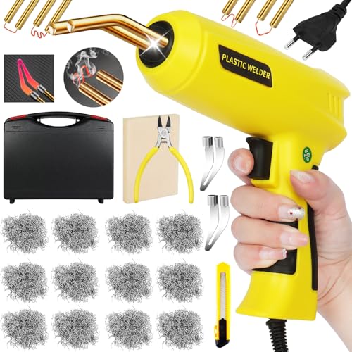 TAVADA 200W Kunststoff Schweißgerät,Auto Stoßstange Reparatur Set,Kunststoff Schweiß Reparatur mit 900PCS Schweißnägel 6 Arten Klammern,Plastik Schweißgerät für Instandsetzung Kunststoffteilen