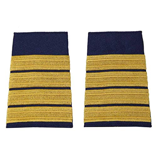 Rangschlaufen für Schulterklappen Marine blau mit goldenem Stick Kapitän zur See