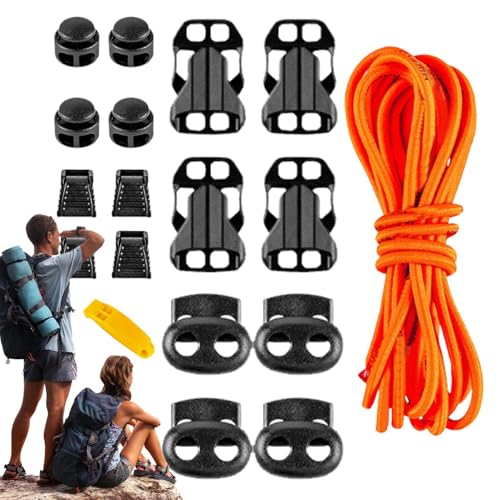 Rucksack elastische Seilschnalle, Bergstasche Schnalle, Wanderrucksack Daypack Elastic Seil mit Schnalle, Ersatz 18-teiliges Set, erhöhte Lagerkapazität für Trekking, Freien, Bergsteigen