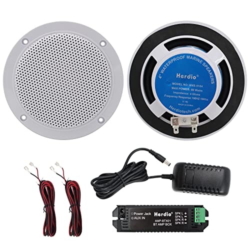 Herdio 4 Zoll Deckenlautsprecher, wasserdichte Einbaulautsprecher, kompatibel mit Bluetooth,Bündige Montage Sound, Perfekt für Innen und Außenbereich, überdachte Veranden (Weiß)
