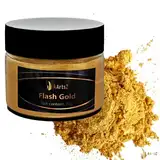 Epoxidharz Farbe Metallic Farbe 20g, AArtsZ Mica Powder Pulver, Epoxy Resin Farbe, Pigment, Farbpigmente Pigmentpulver Farben für Kosmetisches Qualität, Niveau Lipgloss Seifenfarben (Flash Gold (20g))