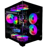 Gaming PC Phantom Black | NVIDIA RTX 3050 | SSD | Intel XEON 10 Kerner | RGB Lüfter mit Fernbedienung | Luftkühlung | 700W | WLAN 5 | Windows 11 (64GB RAM 1TB SSD)
