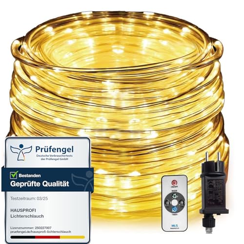 HAUSPROFI Led Lichterschlauch 20m 400LEDs lichterkette mit Fernbedienung für Innen Außen Strombetrieben 8 Mode Helligkeit dimmbar led Schlauch Lichtschlauch für Weihnachten, Party, Warmweiß, Ø5mm