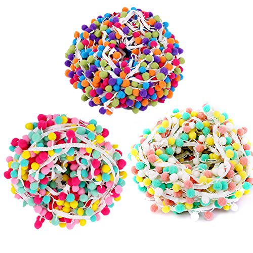 DBAILY Pompon Borte 9 m Pom Bommelborte Bommelband zum Nähen Näharbeiten Borte Basteln Nähen Dekorieren Für DIY Handwerk Nähen Home Party Dekorationen