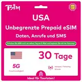 USA eSIM 30 Tage. T-Mobile Netzwerk mit Unbegrenzt Highspeed-Daten, Lokale Anrufe und SMS in den USA (Hawaii Inklusive). Erhalte eSIM Am Selben Tag per E-Mail und Beginne Sofort mit der Nutzung!