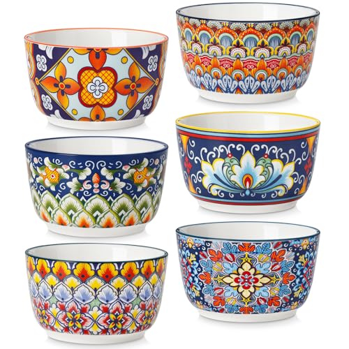 vancasso Serie SIMI, Souffle Förmchen 6er Set, 240ml Creme Brulee Schälchen, Souffleeförmchen Backofenfest, Porzellan Snack Schale, Bohème-Stil Kleine Dessertschälchen, Mini Auflaufform