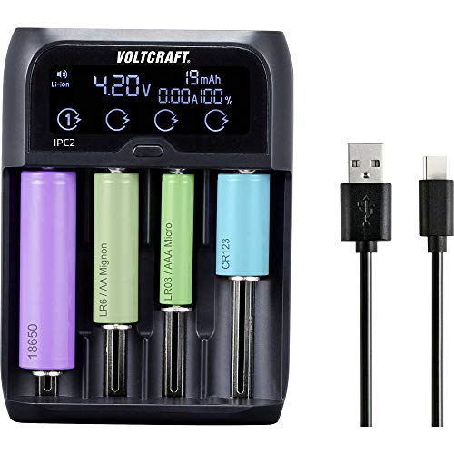 VOLTCRAFT IPC-2 Rundzellen-Ladegerät NiMH, NiCd, LiIon, LiFePO Mini (AAAA), Micro (AAA), Mignon (AA), Baby (C), Sub-C,
