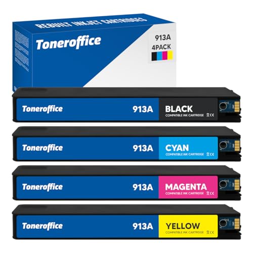 913A Druckerpatrone Multipack 4er-Set für HP L0R95AE F6T77AE F6T78AE F6T79AE 913A Druckerpatronen Kompatibel 1x Schwarz (~3500 S.) 1x Cyan (~3000 S.) 1x Magenta (~3000 S.) 1x Gelb (~3000 S.)