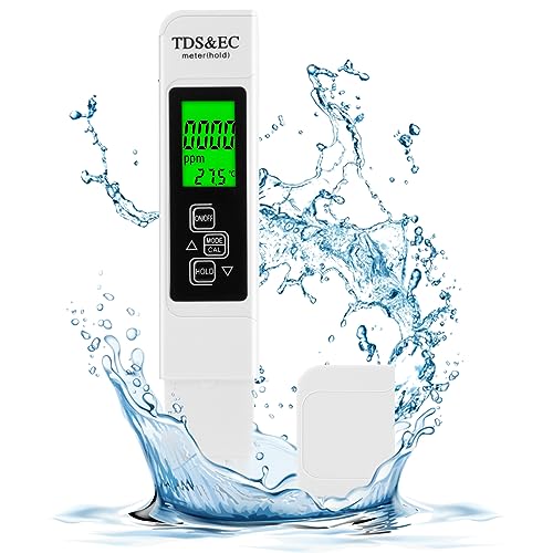 Wasserqualitätstest Meter, Aideepen 3 in 1 LCD Digital EC Messgerät mit Hintergrundbeleuchtung, TDS/EC Wasser Tester für Trinkwasser, Pool, Aquarium, Schwimmbad, Teich