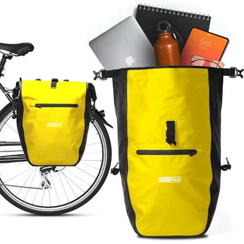 2Radwerk Fahrradtasche für Gepäckträger, 25,4 l, 100 Prozent Wasserdicht, mit Tragegriff und Schultergurt, fahrradtasche gepäckträger, gepäckträgertasche, Fahrrad Taschen hinten, 56,5 x 30 x 15 cm