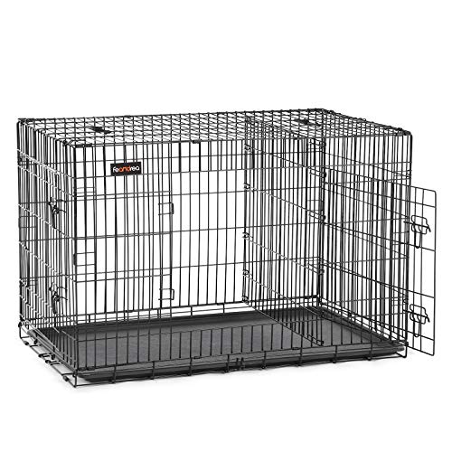 Feandrea Hundekäfig, Hundebox, zusammenklappbar, transportabel, 2 Türen, 122 x 74,5 x 80,5 cm, schwarz PPD48BK