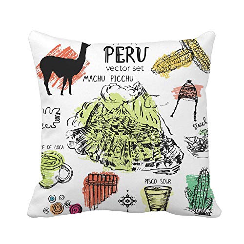 45 cm x 45 cm Kissenbezug Inka der Symbole Peru typisch peruanische Kultur Splash Farbe Kissenbezug Home Dekorative Quadrat Kissenbezug Kissenbezug