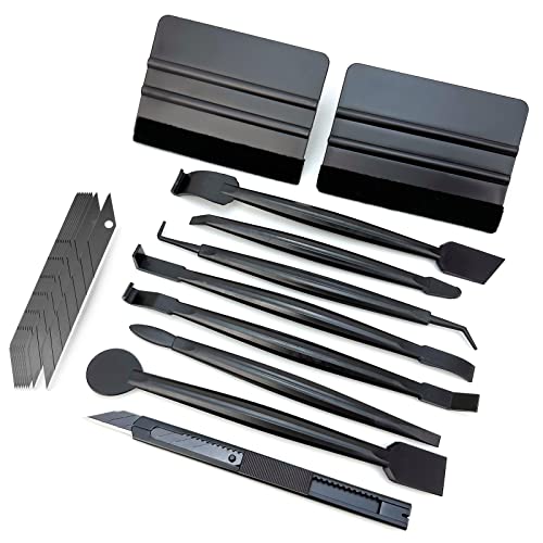 Umaki Auto-Folien-Werkzeugset mit Kunststoffschaber, 9 mm Universalmesser und 10 Klingen sowie 7-IN-1 Micro-Folien-Rakel - Ideal für Fensterfolien, Autolackschutzfolien, Autoaufkleber und Grafiken