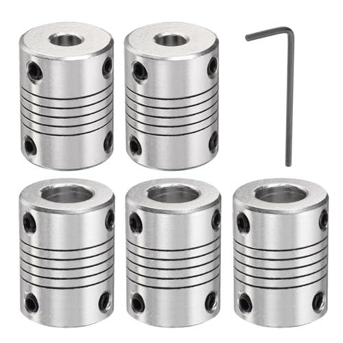 QUARKZMAN 5 Stück Aluminiumlegierung Wellenkupplung 6mm bis 10mm, Flexible Kupplung Motorverbinder Gelenk, Schrittmotor Kupplung für CNC-Maschine & 3D-Drucker (L25xD19)