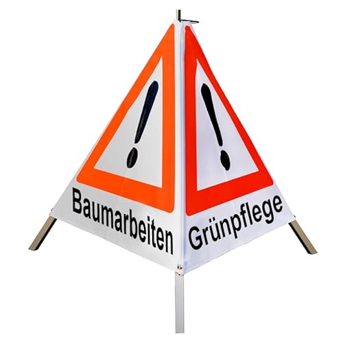 Warnpyramide 70 cm, Baumarbeiten/Grünpflege/Maschineneinsatz (VZ101) - weiß tagesl., leicht