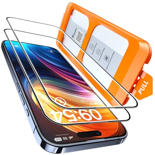 TOCOL für iPhone 15 für Panzerglas, Full Screen Auto-Installation Schutzglas 9H Härte Stoßfest Kratzfest Anti-Fingerabdruck Anti-Öl Anti-Bläschen, 2 Stück