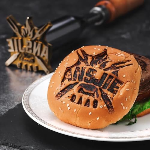 TPFOON Individuelles Brandeisen für Burger | Stempel für Lebensmittel | Hamburger Brötchen Brandeisen | Fleisch Brandeisen für Steaks | BBQ Brandeisen | Holzbrandeisen