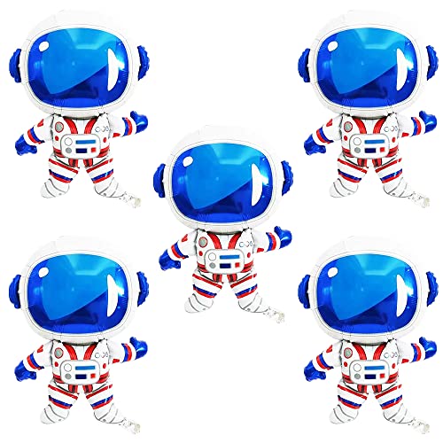 ANCLLO 5 Stück 55,9 x 76,2 cm Space Man – Astronauten-Folienballon, Weltraumdekoration, Partyzubehör, perfekt für Weltraum-Geburtstagsfeiern, Dekorationen (54 x 77 cm)