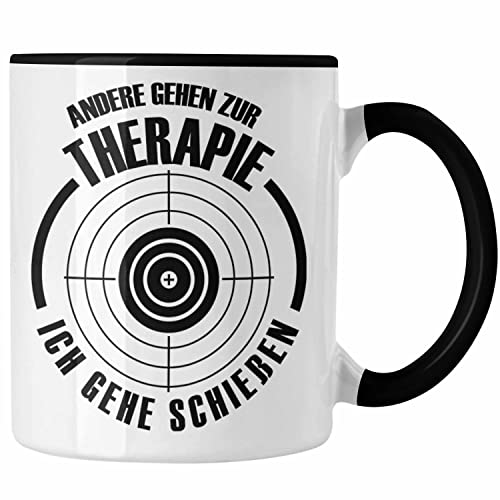Trendation - Lustige Schießen-Tasse Geschenk für Schützenfest-Fans und Schießstand-Enthusiasten (Schwarz)