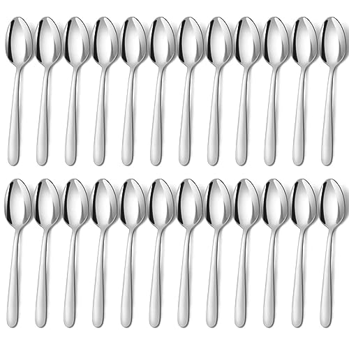 BEWOS 24 Stück Suppenlöffel Set, 8 Zoll (20,4cm) Löffel Set, Edelstahl Esslöffel, Spiegelpoliert Tafellöffel, Spülmaschinenfest, Silber Löffel für Haus, Küche oder Restaurant