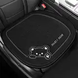 Auto Sitzauflagen aus Reinem Leinen, 50 x 50cm Sitzauflagen Vordersitze, Autositz Auflage mit Cartoon-Bären, Stilvolle Sitzkissen Auto Vordersitze, Anti Rutsch Sitzkissen für Autositz, SUV (Schwarz)