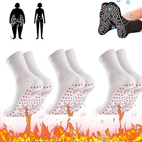 GINGER TECH 3 Paar Turmalin Slimming Health Socken, Turmalin Akupressur Selbstheizende Shaping Socken, Beruhigende Füße Thermotherapeutische Socken Hyperthermie Socken für Männer Frauen