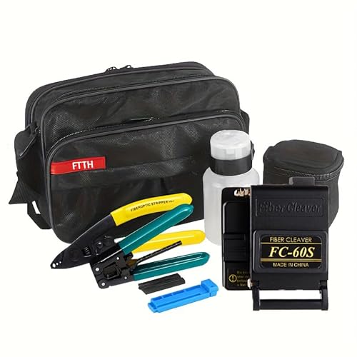 FC-60S FTTH Glasfaser-Werkzeug-Set, professionelles Werkzeug-Set | Metallkonstruktion mit Edelstahlschneidern, Strippers und Zubehör – Hülle für professionelle Glasfaser-Installation