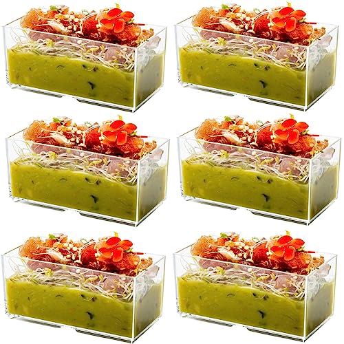 LATERN 50 Stück Kunststoff Dessertbecher, 140 ml Rechteckige Dessertbecher Transparenter Parfait Vorspeisenbecher Wiederverwendbare Servierschüssel für Nachtisch Pudding Mousse Party (9,8 x 4,7cm)
