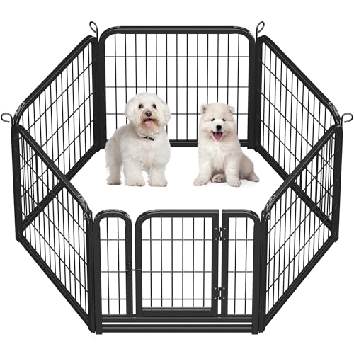 Yaheetech Welpenlaufstall 60cm hoch, 6-teiliger Faltbarer Welpenauslauf, Automatische Verriegelung, DIY Hundepark für drinnen und draußen, werkzeugfreie Montage