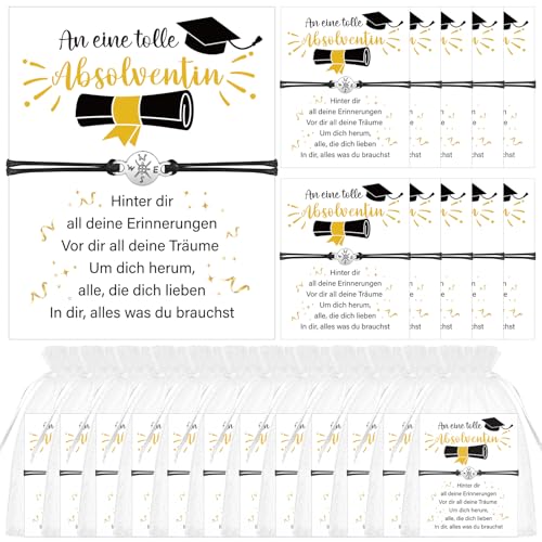 HAOWANWW 12 Set Abschluss Geschenk für Ihn/Sie,Abschluss Kompass Armband,Abi 2025 Armbands,2025 College Master Doktor Hochschulabschluss Armband Freundschaftsgeschenk Verstellbare für Klassenkameraden