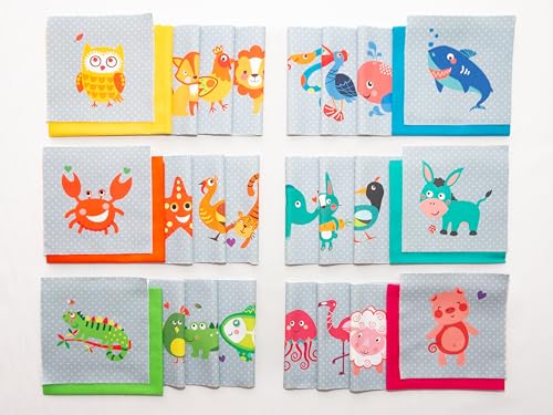 Lalikul stoffe tiere. Baumwolle Patchwork stoffepaket zum nähen. 42 verschiedene Motive. Ideal für Steppdecken, Decken und Spionage-Spiele für Kinder. Kleine Quadrate 12,7x12,7 zm.