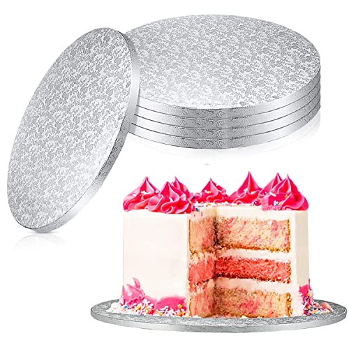 LWAIX Cake Board Rund 12mm Cakeboard 30cm/12inch Rund Tortenunterlage Rund Pappe Wiederverwendbar Torten Unterplatten für Transport Kuchen und Torten 5STK (Silber)