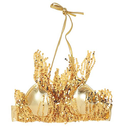 Yardenfun 1Stück Bauch Tanz Oberteil Party mit Pailletten für Damen Glitzernde Latin Bras für Bühnenaufführungen für Tanzveranstaltungen und Kostümpartys