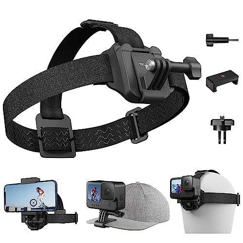 Multifunktions-Kopfband, Kopfgurt Kappenhalterung mit Telefonclip Vertikale Halterung Kit 2-in-1 Handy POV Halterung für GoPro Hero Insta360 DJI Action iPhone Android, Video, Vlog