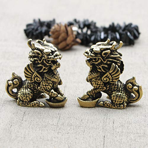 LISAQ Reine Kupferbarren Kylin Statue Skulptur Antike alte Kupferhandwerk （2 Pack）