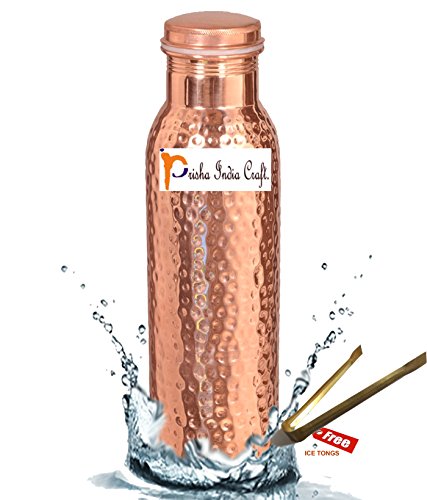900 ML / 30 oz - Prisha Indien Craft ® Traveller's 100% reines Kupfer Wasserflasche oder Thermoskanne Ayurveda Health Benefits - Designer Wasserflaschen