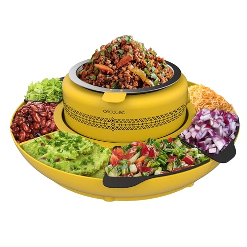 Cecotec Maschine zum Erwärmen der Zutaten für Tacos - Taco Maker - Fun Taco Andale. 40 W, zentraler Behälter mit 600 ml, ansprechendes Design für Kinder, 4 Fächer und 4 Silikonformen