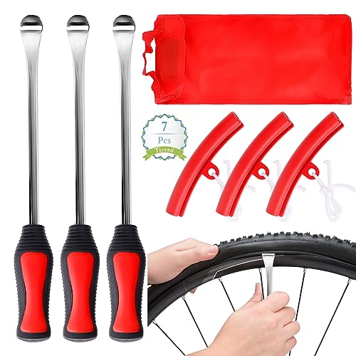 Ticeed Reifenheber Reifen Montiereisen Montierhebel Werkzeug Tire Spoons Lever Reifenwechselset für Motorrad Fahrrad Reifen 3 x Rad Felge Protektoren 3 x Fahrrad Reifenheber