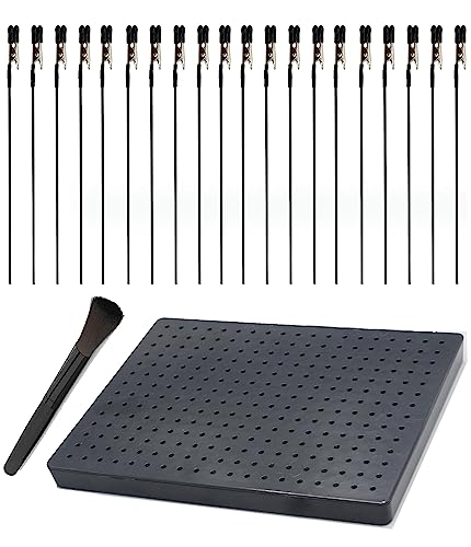 Model Painting Tool mit großen Standfuß und 20Stück Krokodilklemmen, Krokodilklemme mit Ständer Werkstückhalter für Modellbau, Flexibler Lackierständer zum Basteln und Dekorieren (20 * 15cm Black)