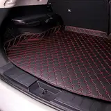 MEOMO Leder Auto Kofferraummatten für Maserati Grecale 2022, wasserdichte rutschfest Kofferraumwanne Schutzmatten Auto Zubehör,High Side/Black-Red